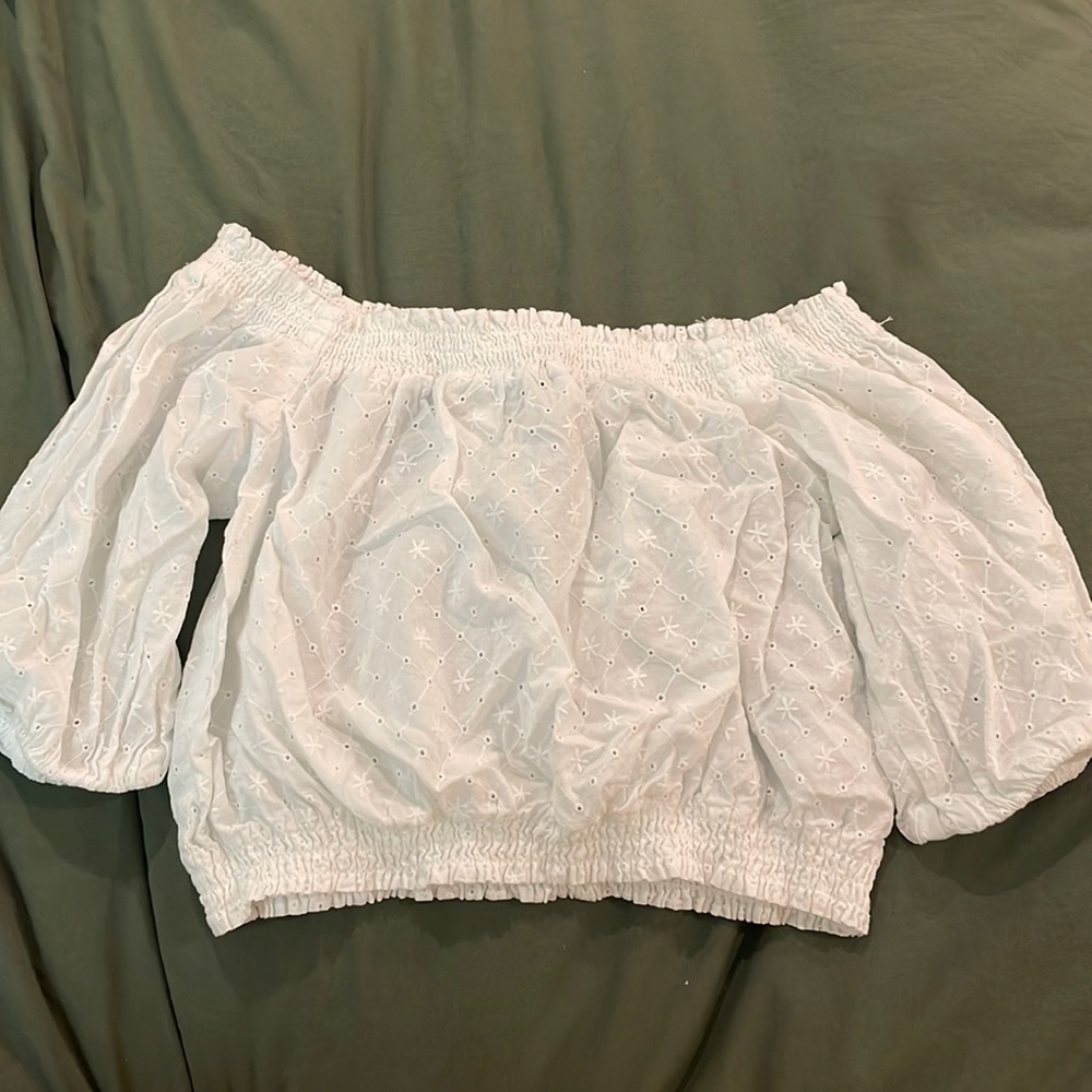 White Cropped Off the Shoulder Top